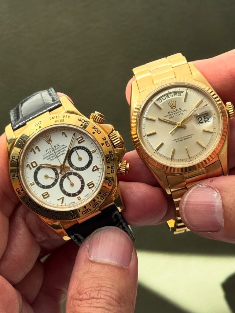 Due Rolex iconici in oro 18kt a confronto: Daytona e Day-date