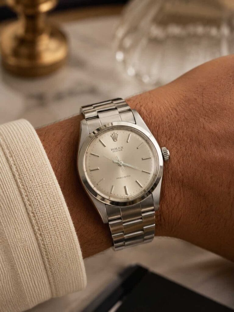 Rolex Precision e Oysterdate Precision: la linea entry vintage (Guida 2026) 4 Rolex Oyster Precision 6426 indossato al braccio
